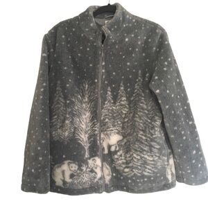 Vintage Fleece Jacket Northern Reflections Soft Thick Polar Bears Coat M
